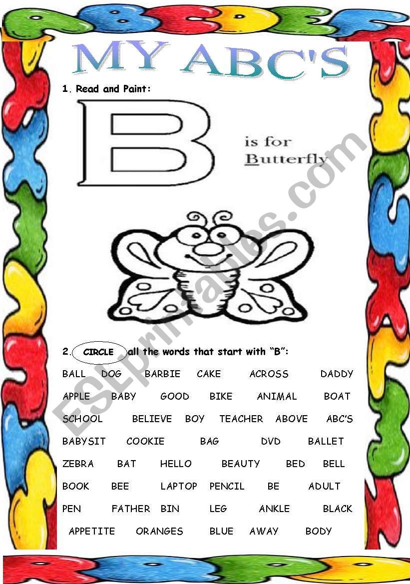 My ABC´S (B) - ESL Worksheet By Wakebeauty