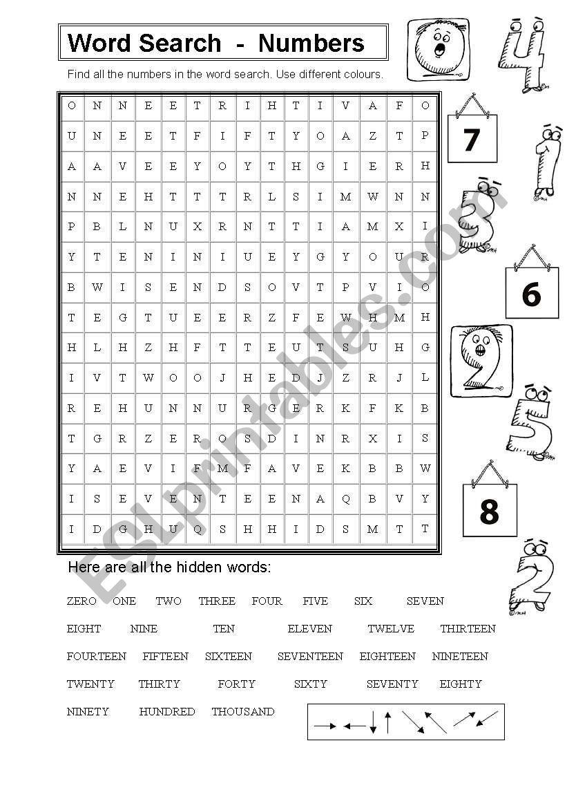 Number Word Search Printable Printable Word Searches