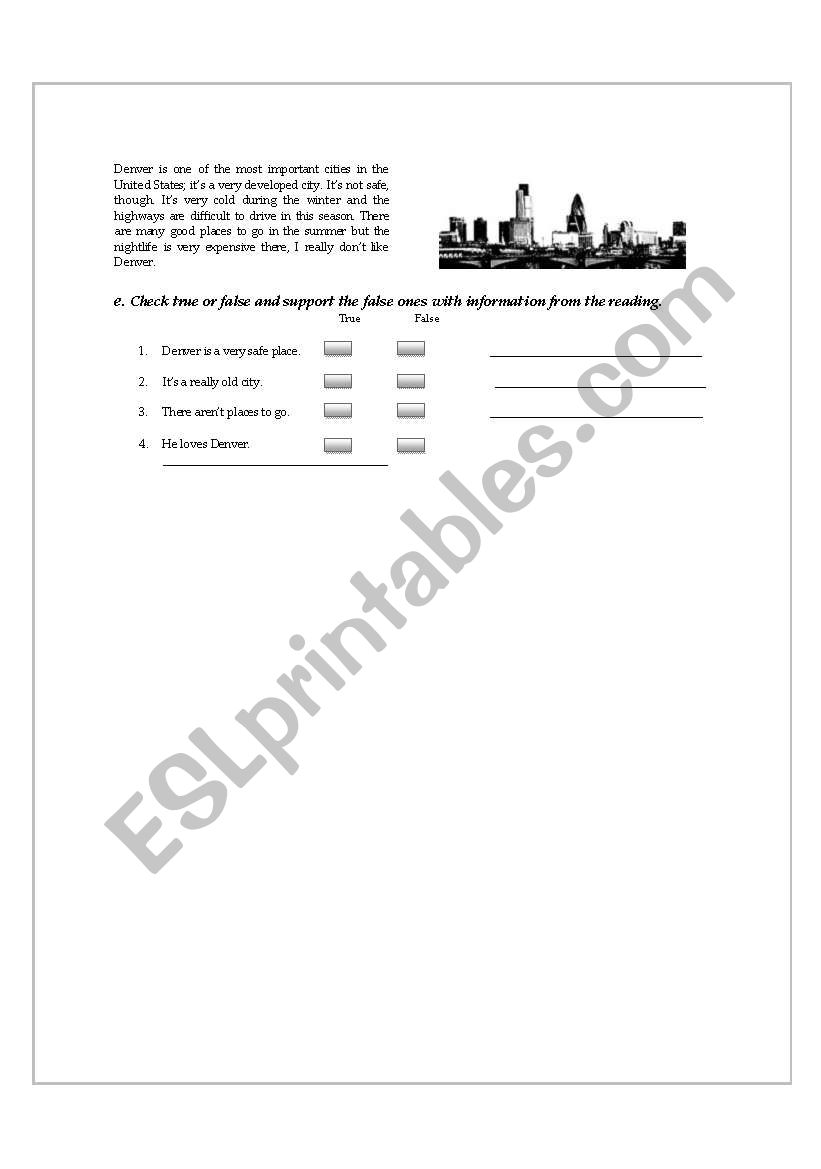 reading about places worksheet
