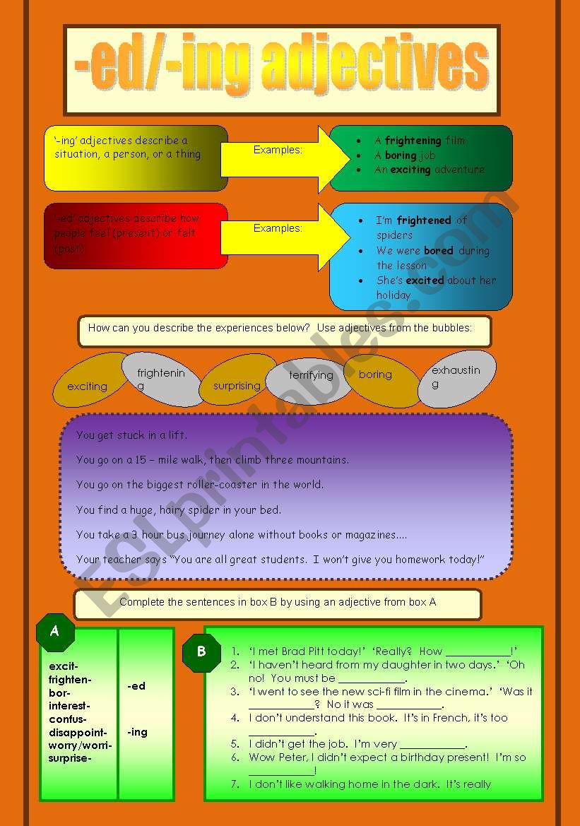  ed And ing Adjectives ESL Worksheet By Sarahgriffin