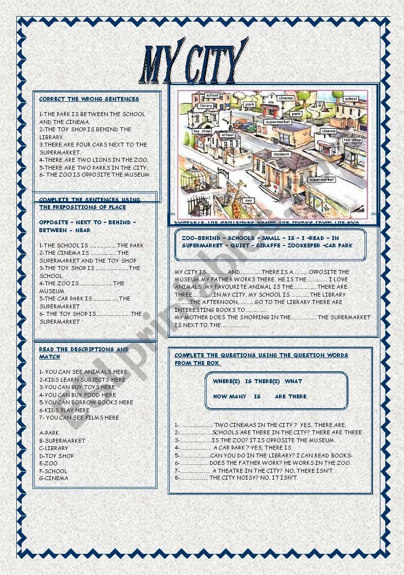 MY CITY - ESL worksheet by ag23