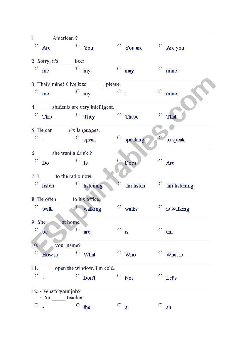 Test worksheet