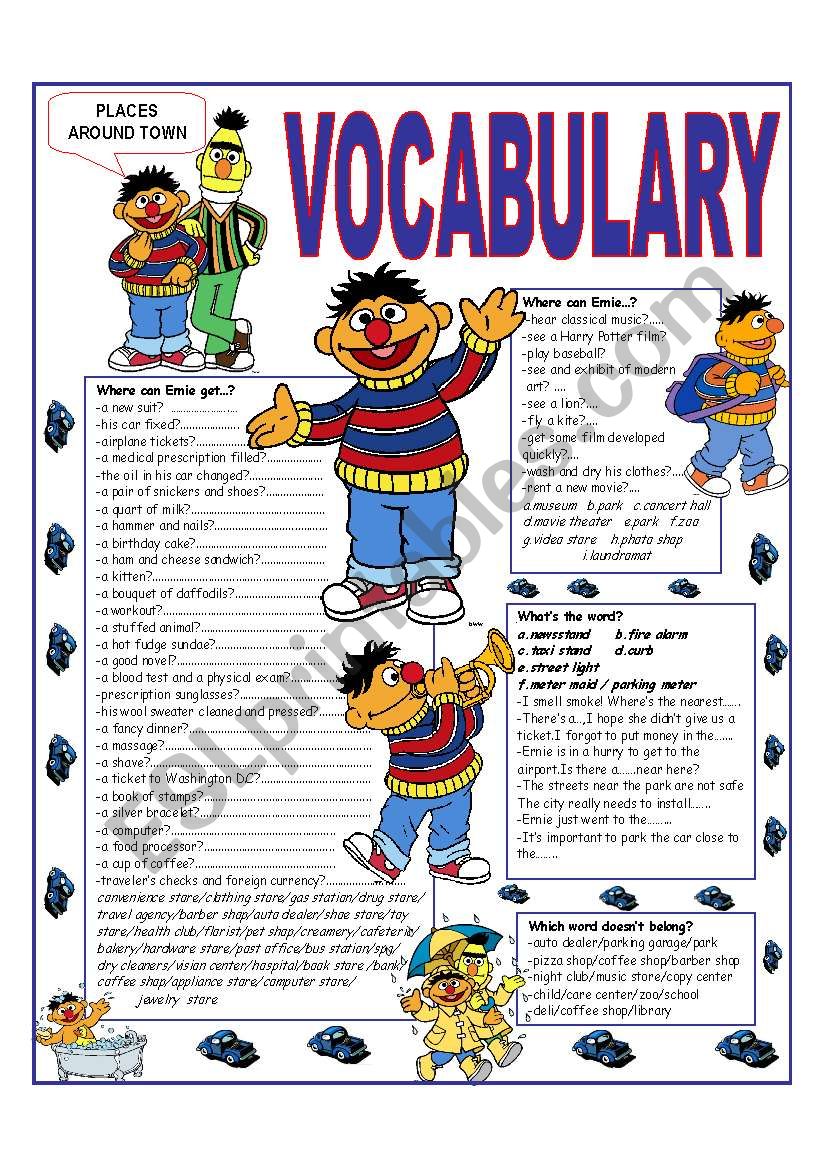 ´RECYCLING VOCABULARY´ - TOPIC: PLACES AROUND TOWN - ESL worksheet by