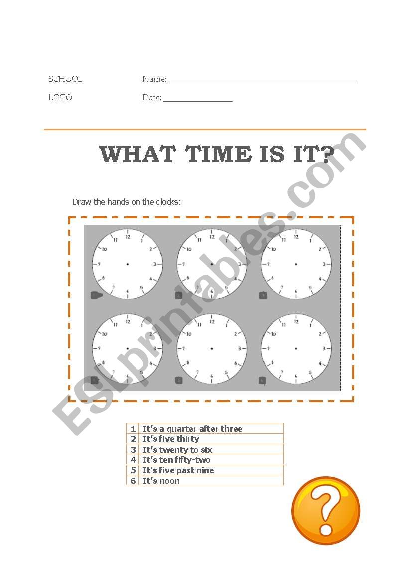 What time is it? worksheet