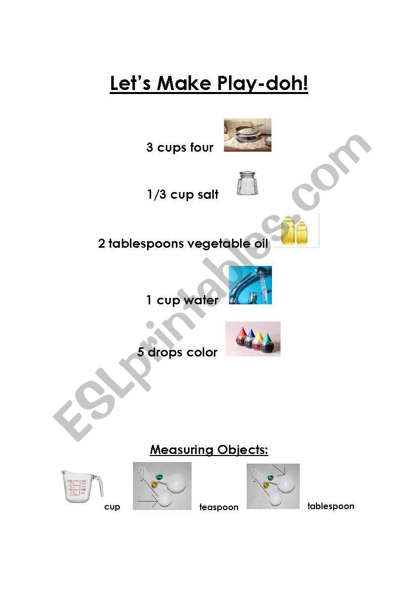 Play Dough Recipe worksheet