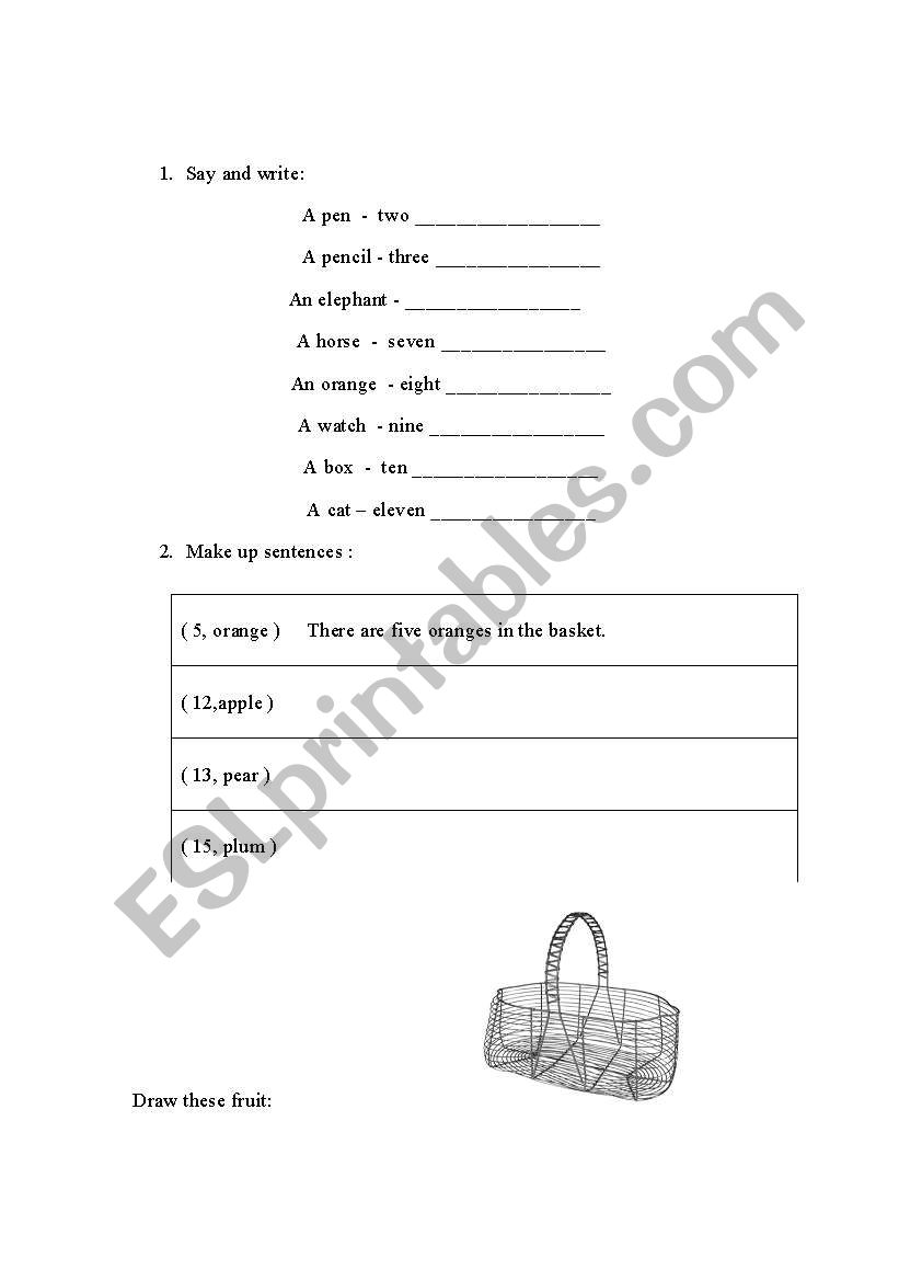 Regular plurals-Fruit worksheet