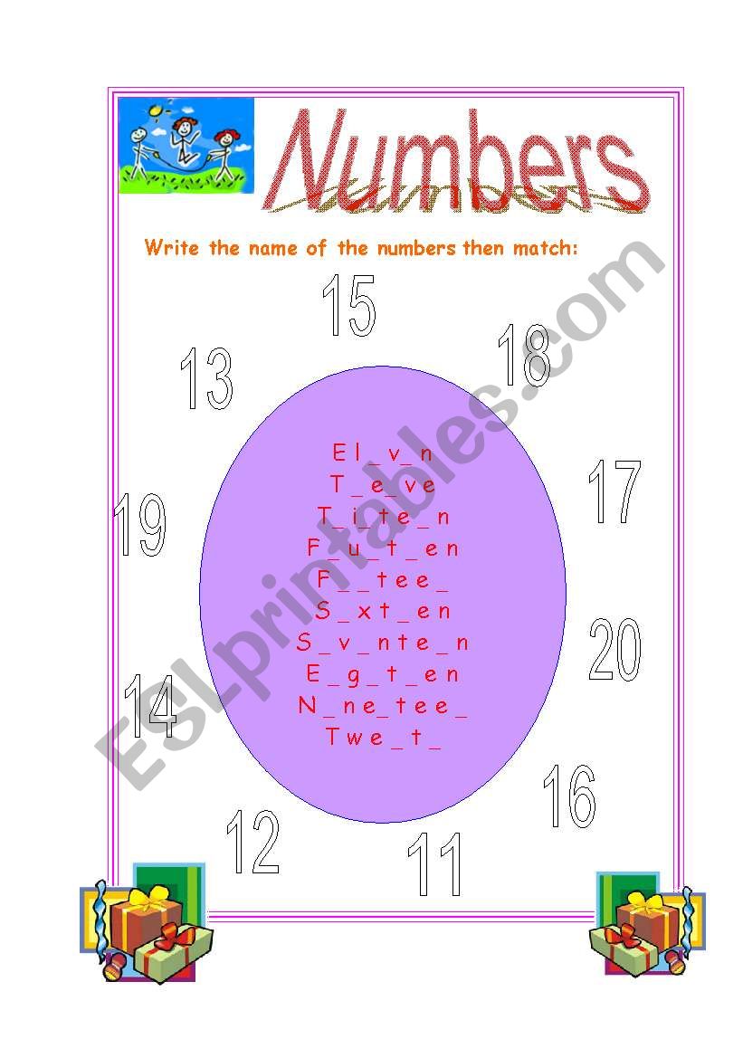 numbers worksheet