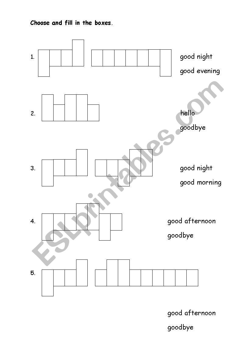 Greetings worksheet