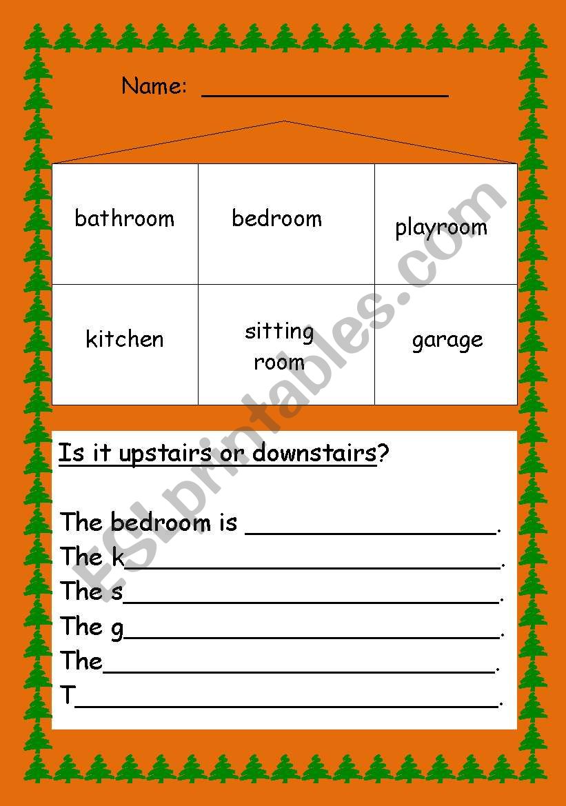 English Worksheets Upstairs And Downstairs 