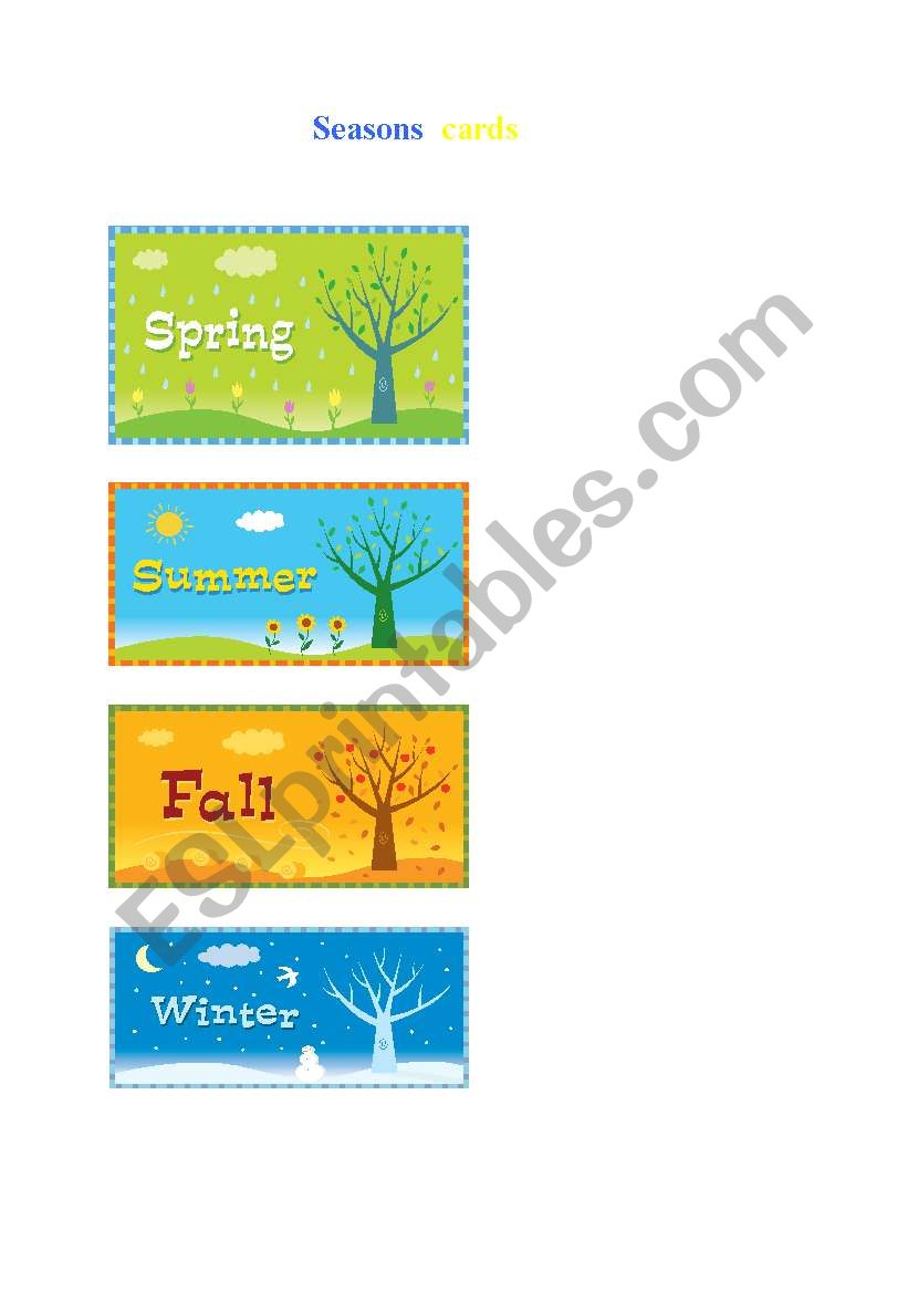 seasons card worksheet