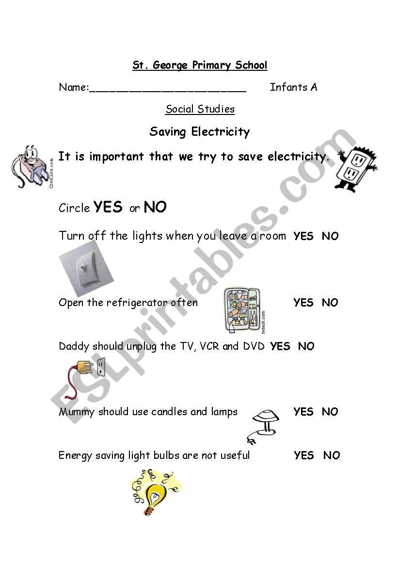 English worksheets: Electricity worksheet