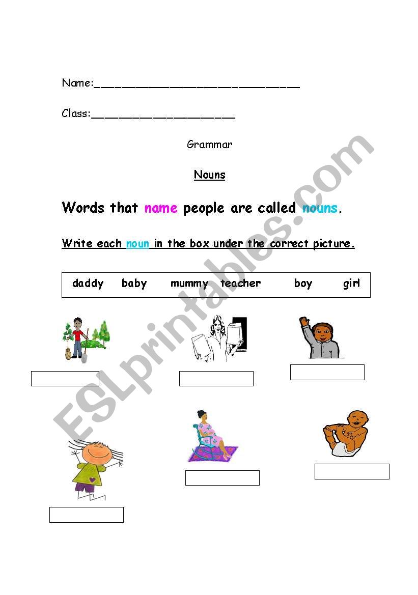 Naming Words- People worksheet