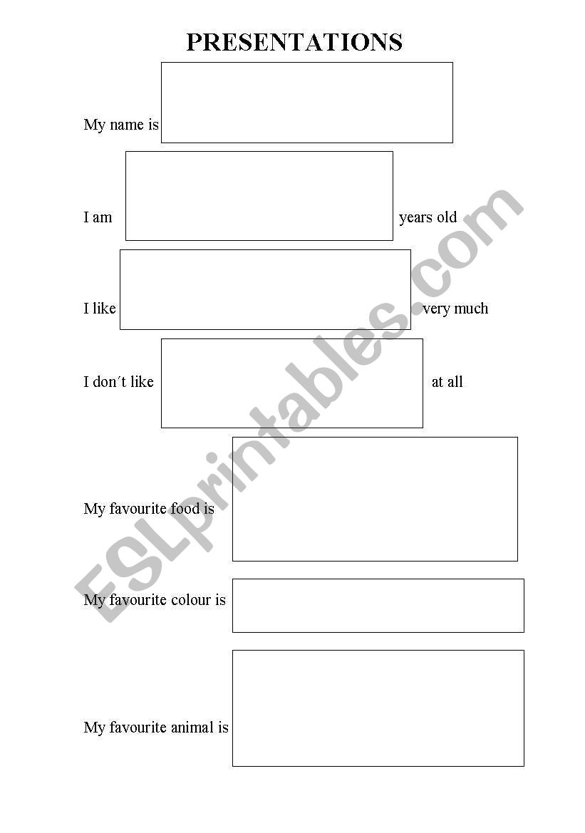 Presentations worksheet