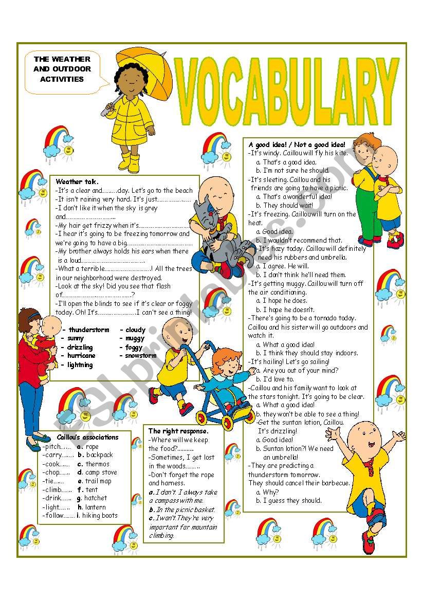 recycling vocabulary topic the weather and outdoor activities elementary and up esl worksheet by silvy e