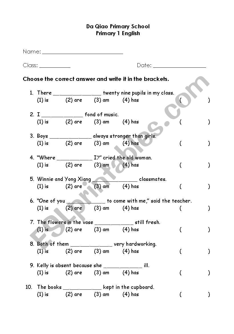 is/am/are worksheet