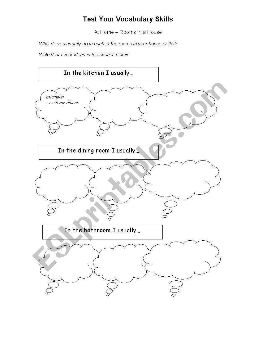 Rooms in a House worksheet