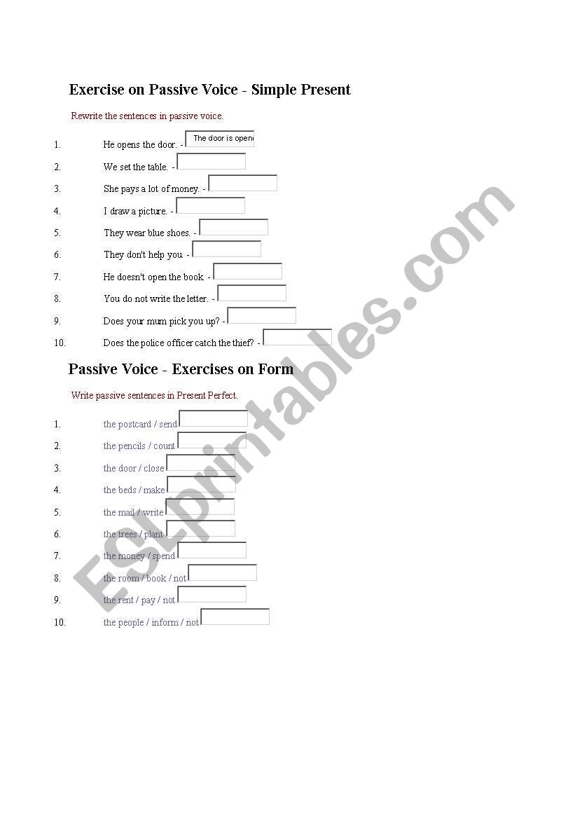 PASSIVE VOICE worksheet