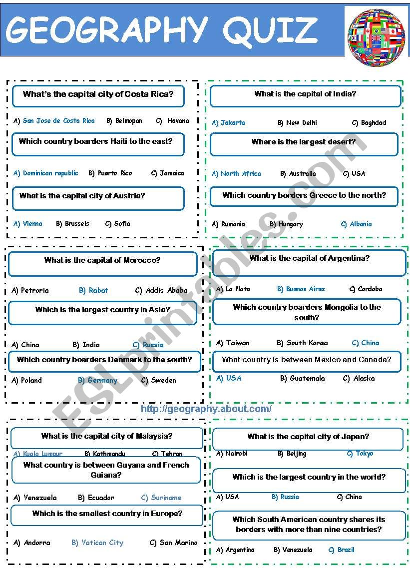 262520 1 Geography Quiz 18 Question Cards To Play With Geography  