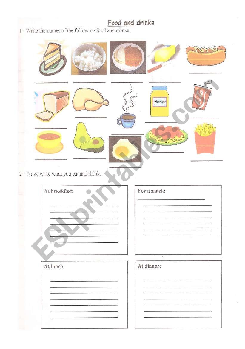 food and fruit worksheet