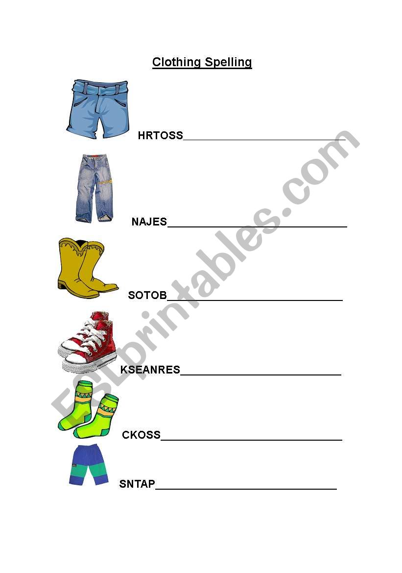 Clothes Vocab worksheet