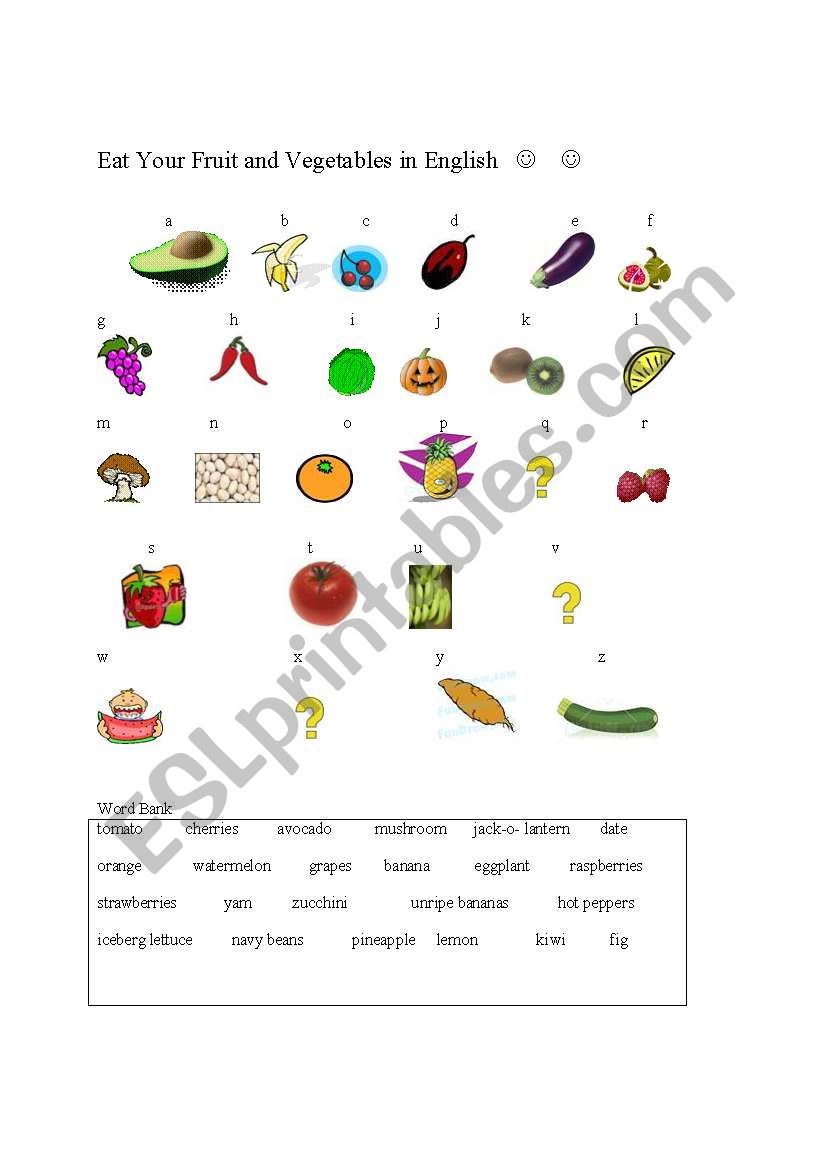 Eat Your Fruit and Vegetables in English