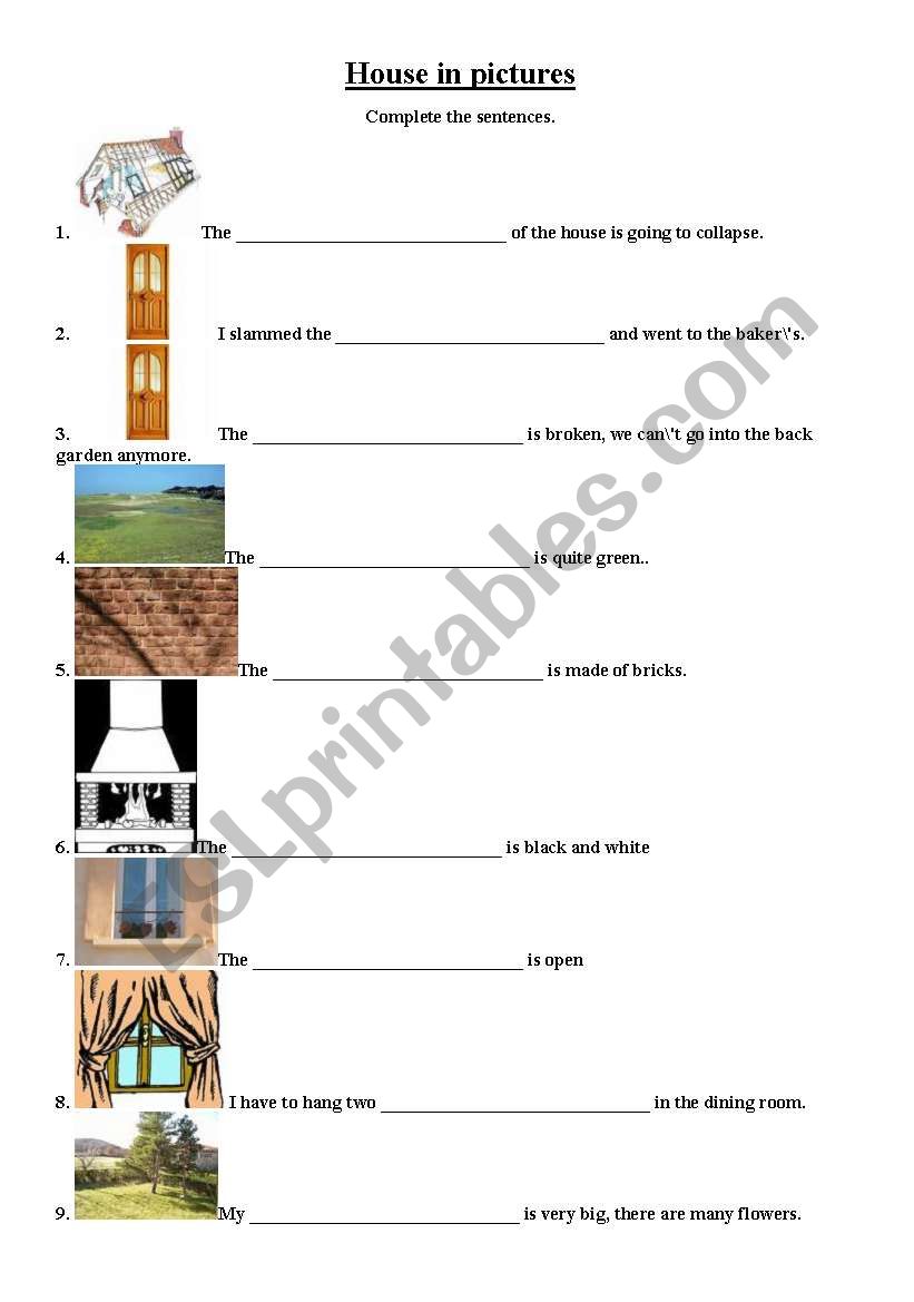 House in pictures worksheet