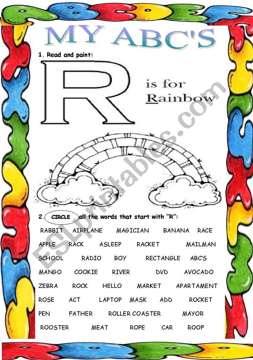 My ABC´s ( R ) - ESL Worksheet By Wakebeauty