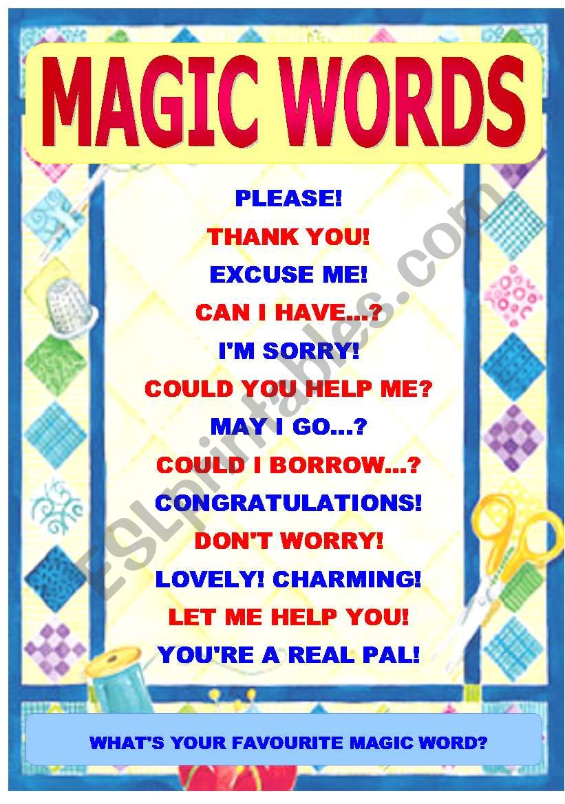 Magic Words Printable Words Print