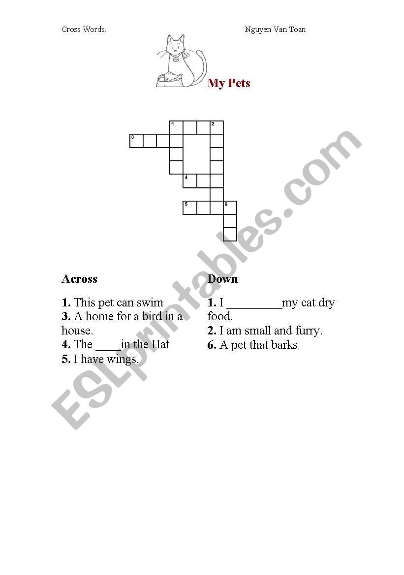 pets game worksheet