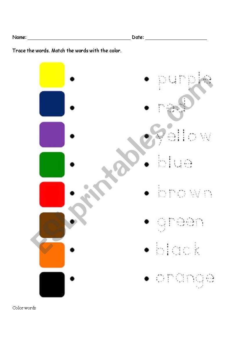 Color Words ESL Worksheet By Rita624