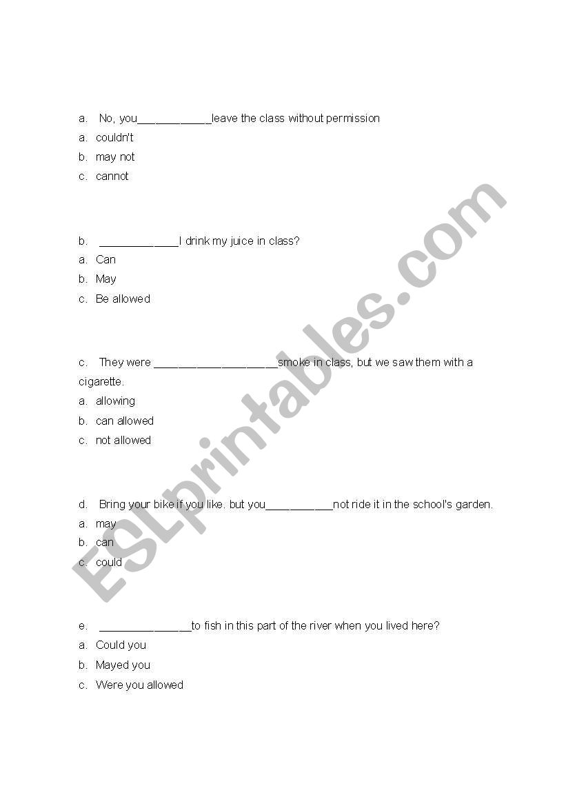 modal verbs worksheet