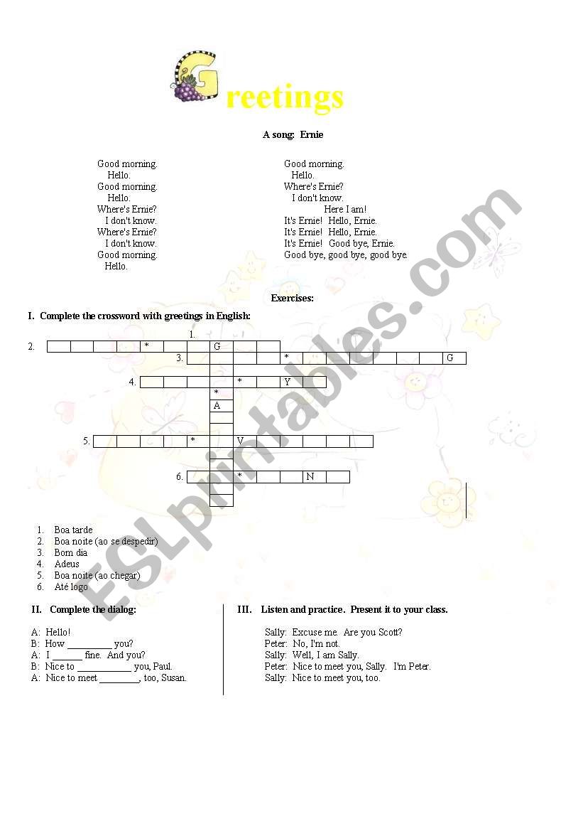 Greetings worksheet