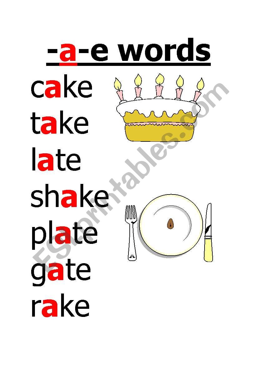 -a-e words worksheet