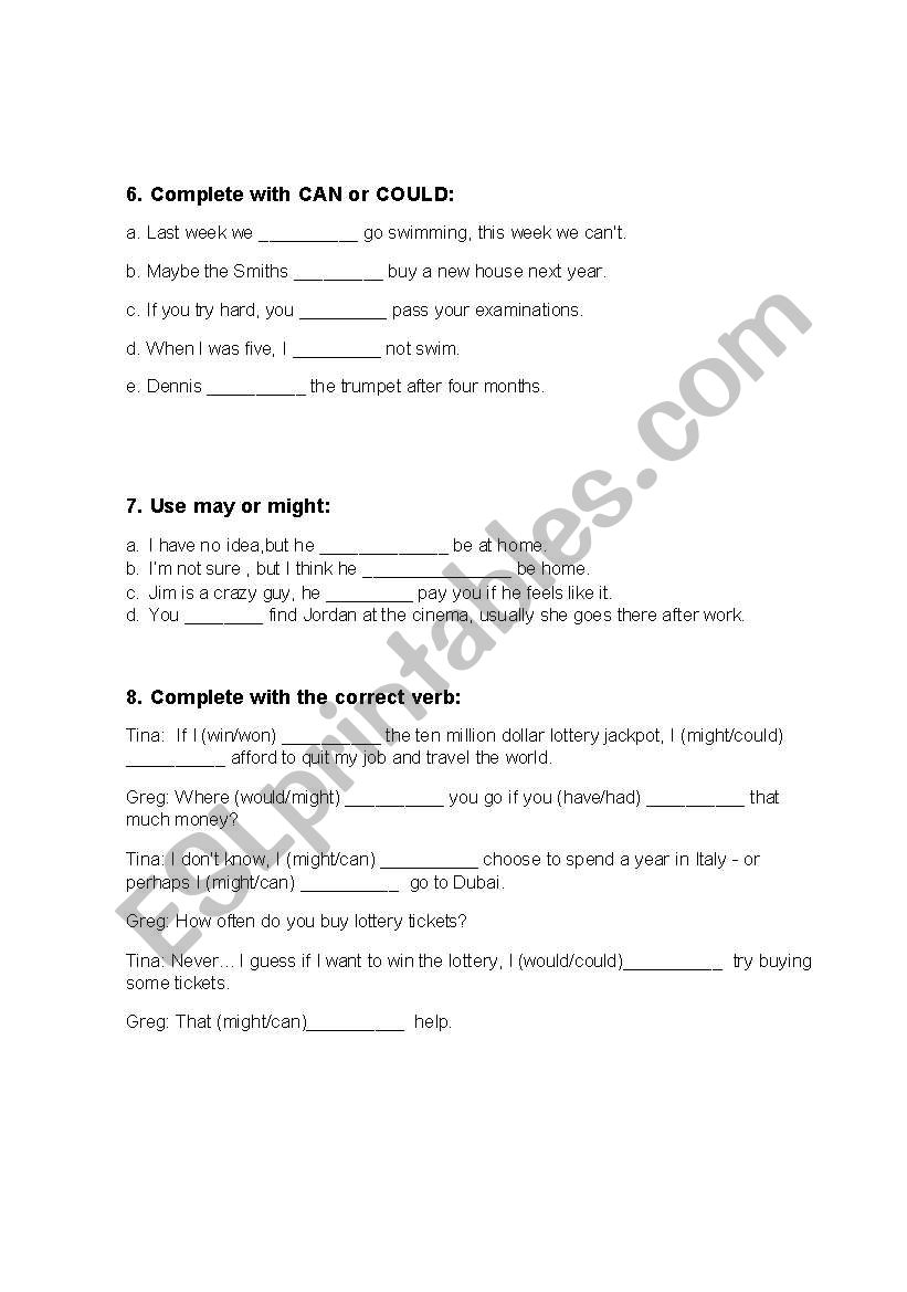 can worksheet