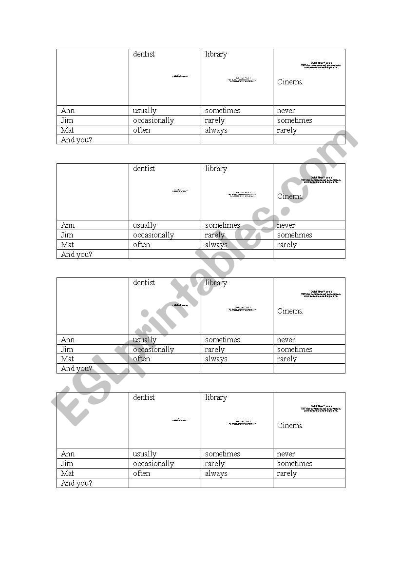 Frequency grid worksheet