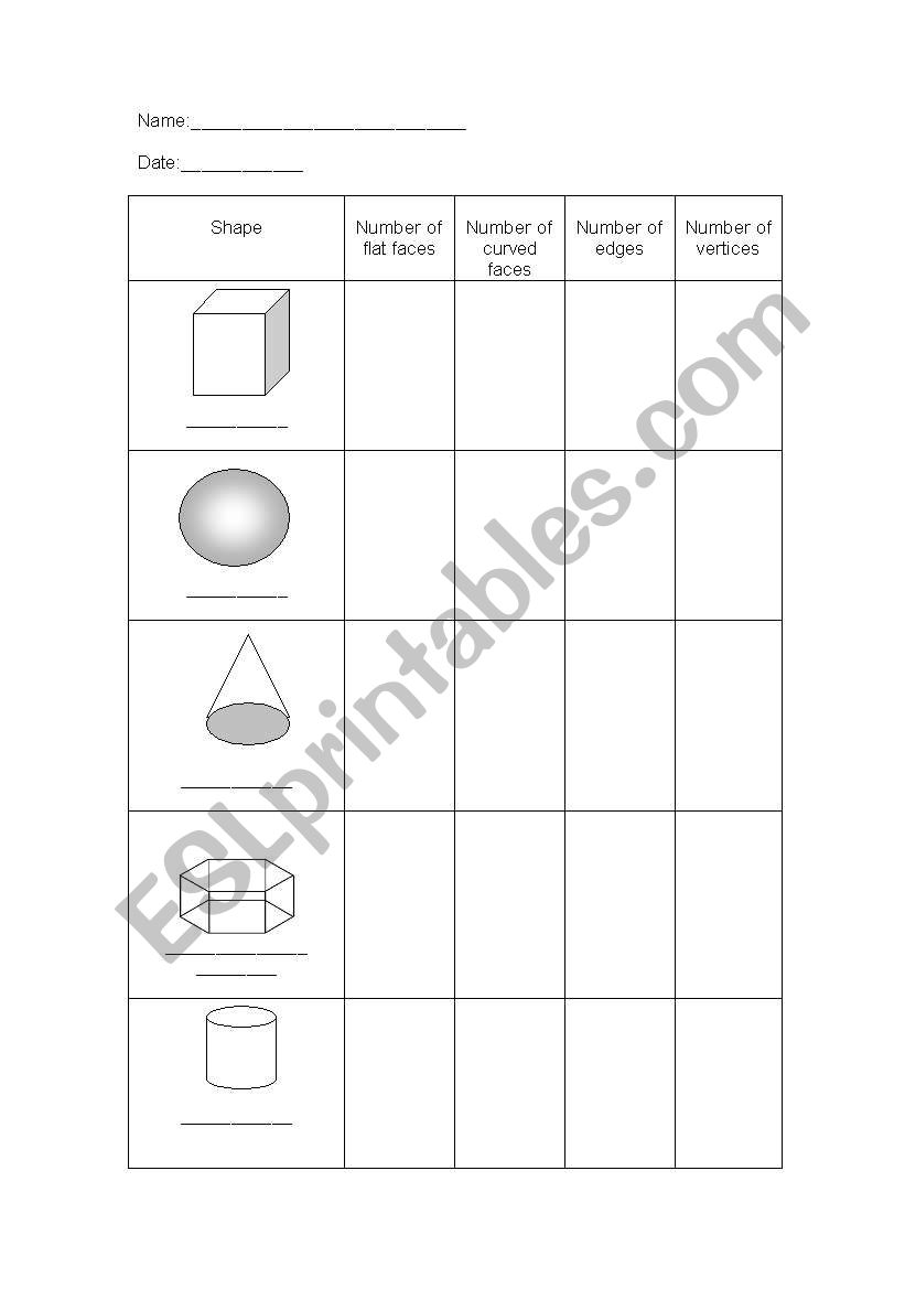 Shape worksheet