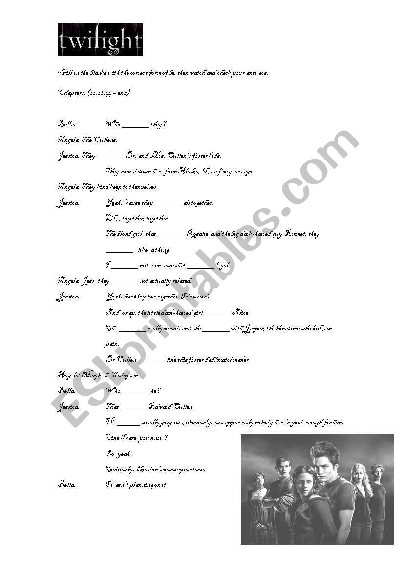 Twilight worksheet