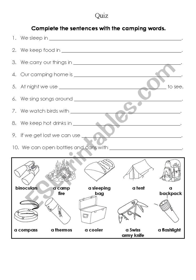 Quiz worksheet