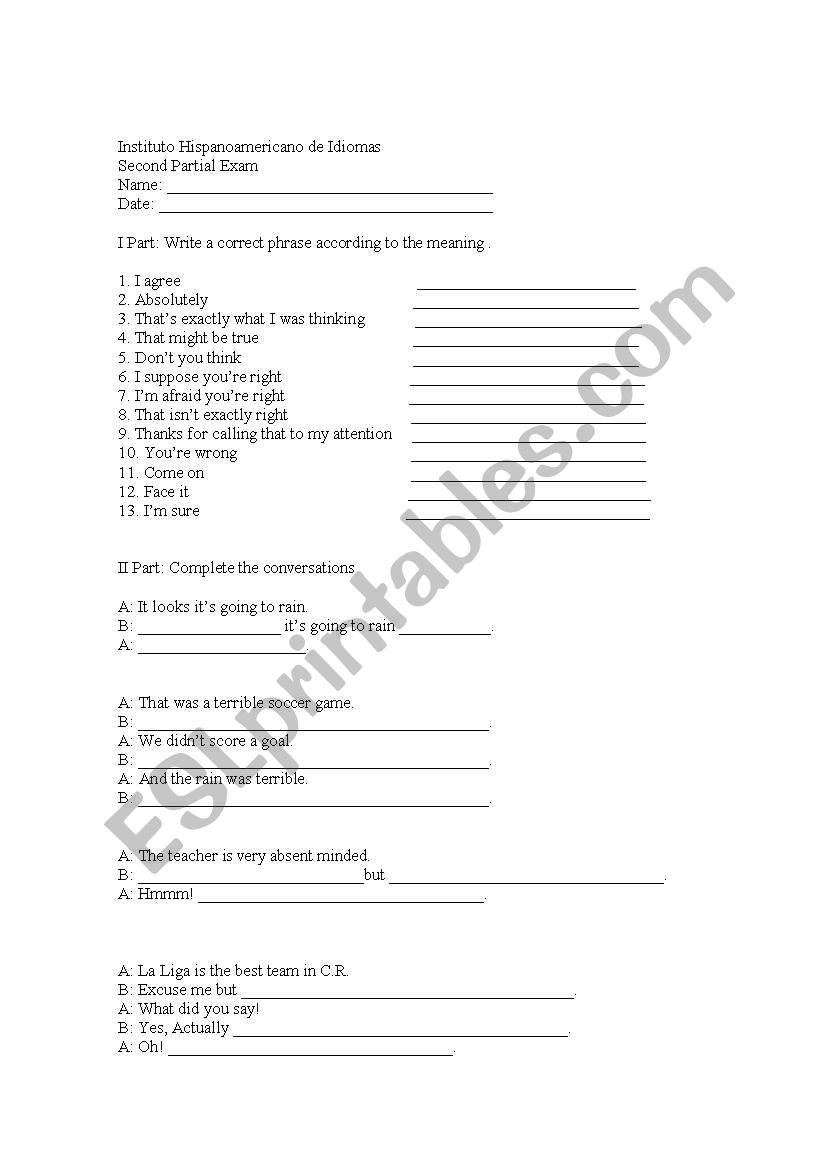 exam basic students worksheet