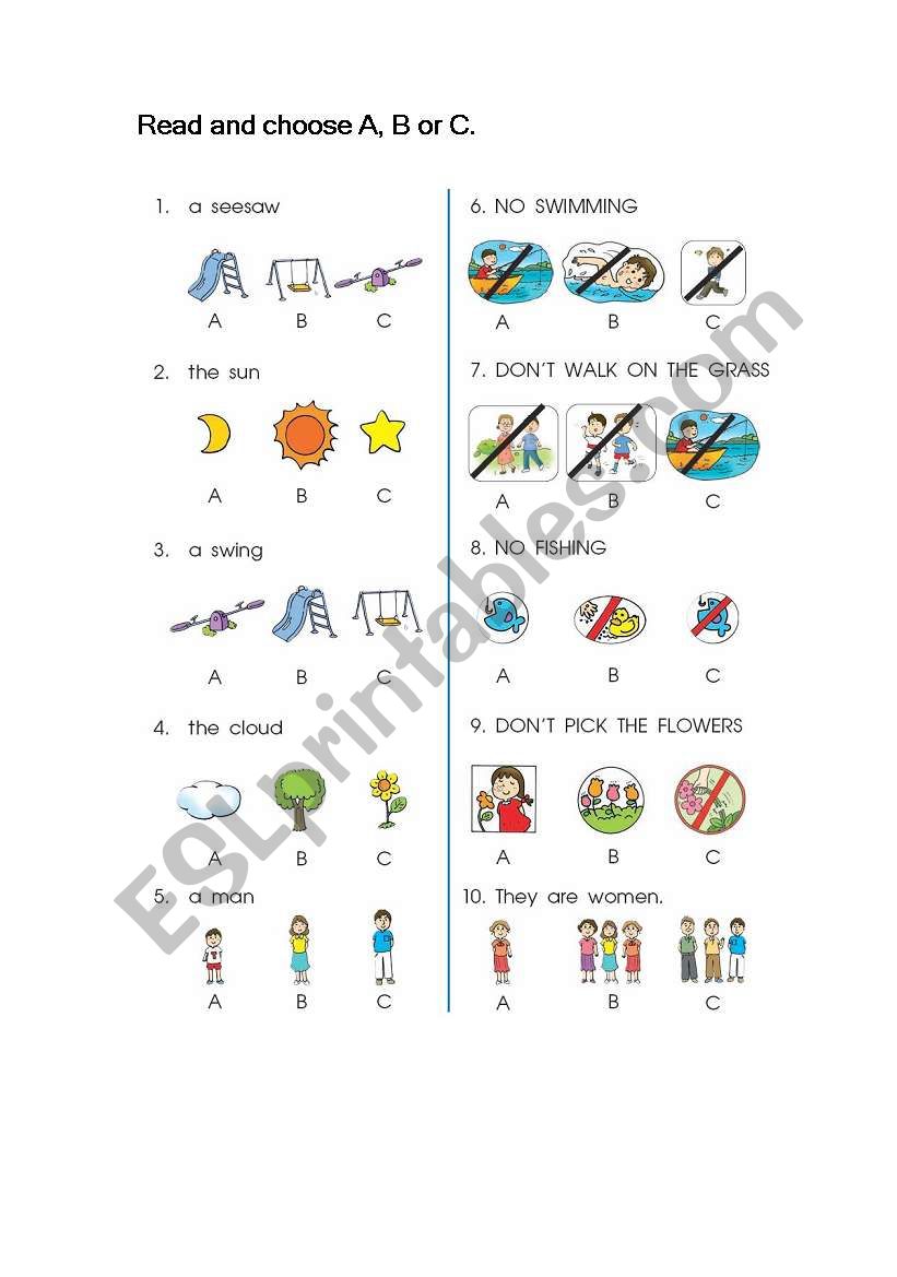 in the park worksheet