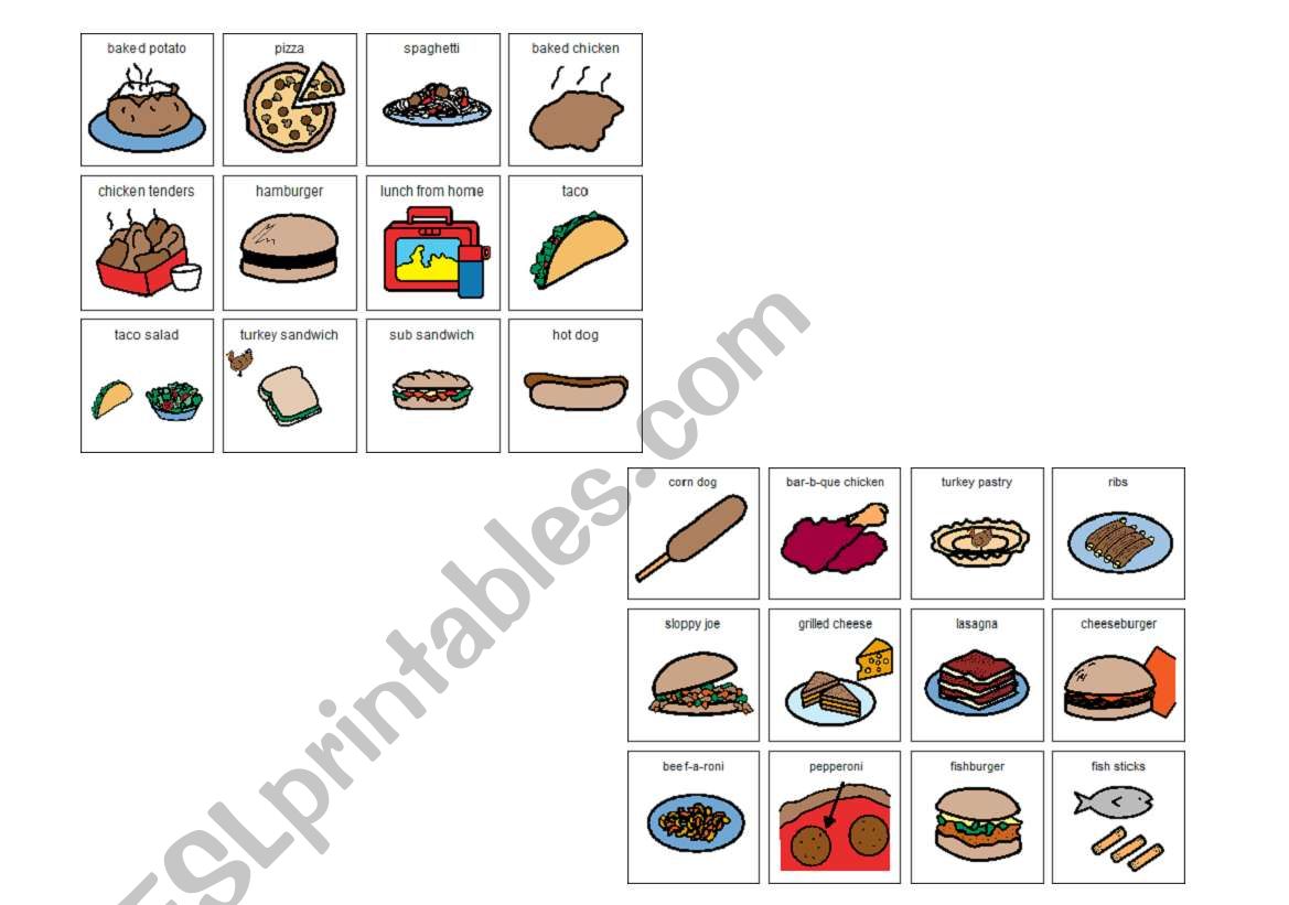 lunch choices worksheet