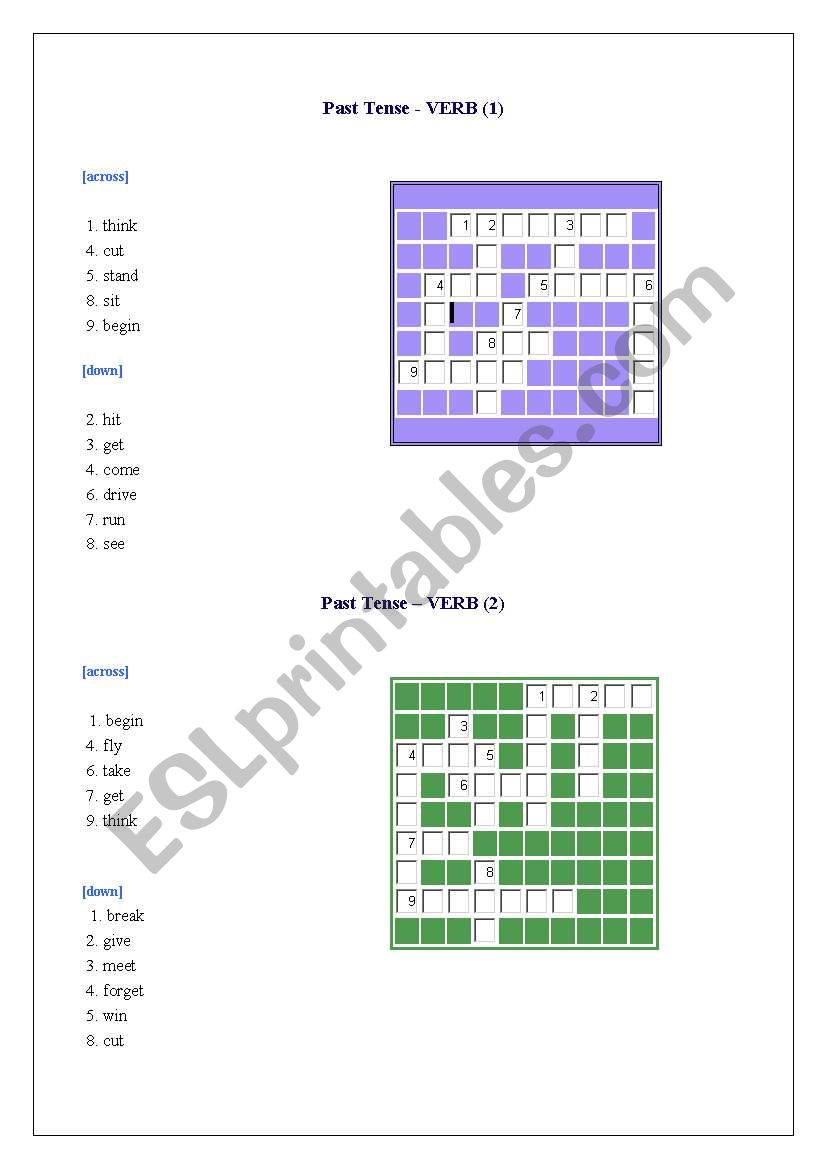 English worksheets: past tense