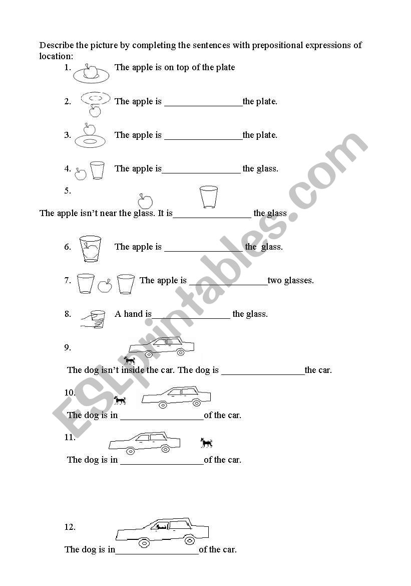 prepositions worksheet