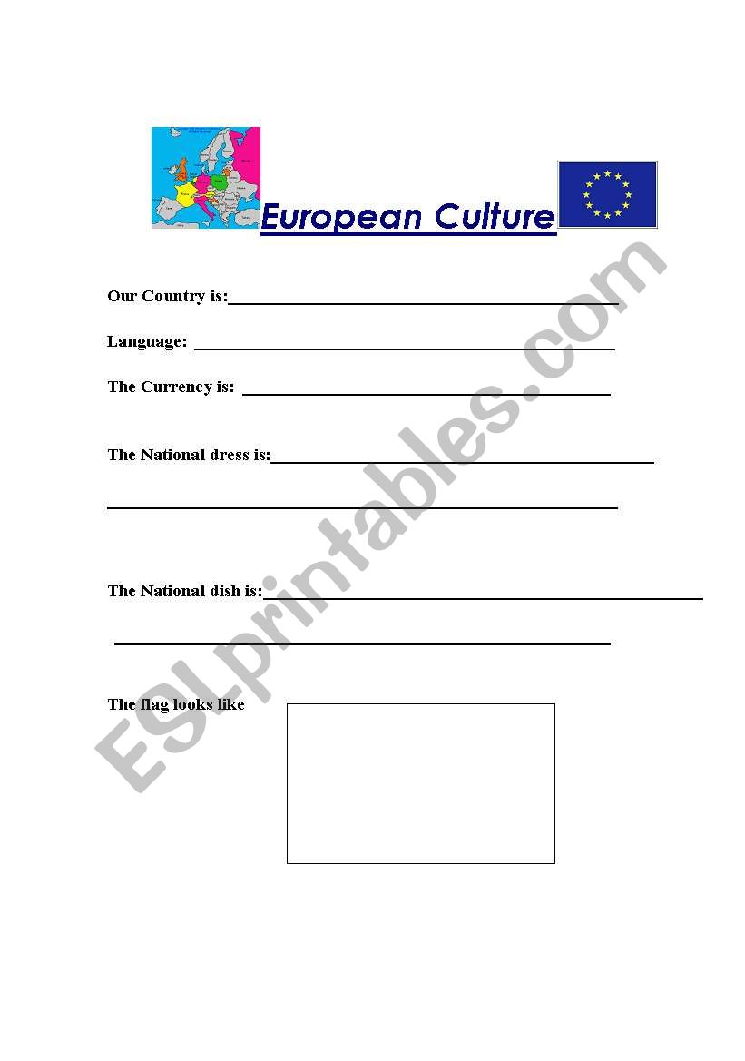 European Culture worksheet