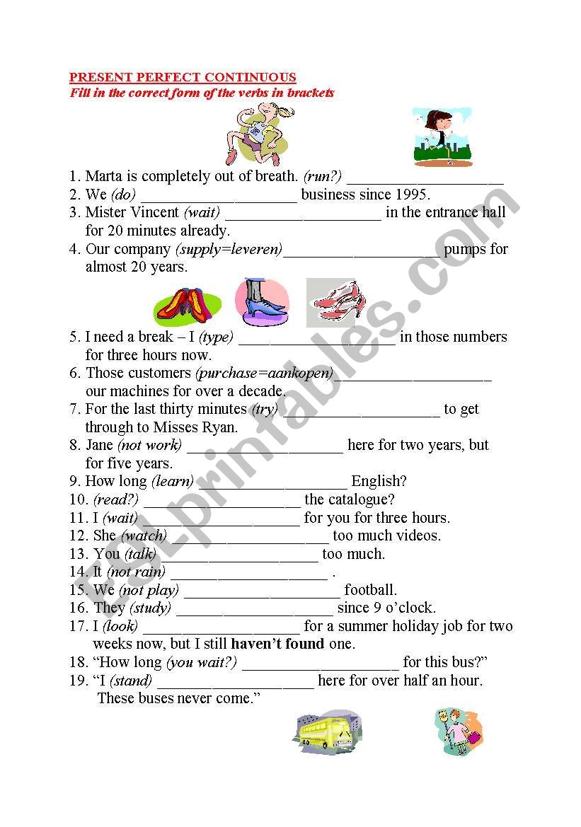 Present Perfect Continuous ESL Worksheet By Borisje