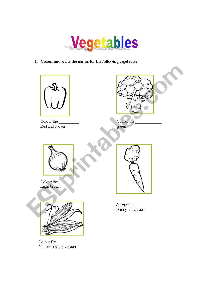 Vegetables worksheet