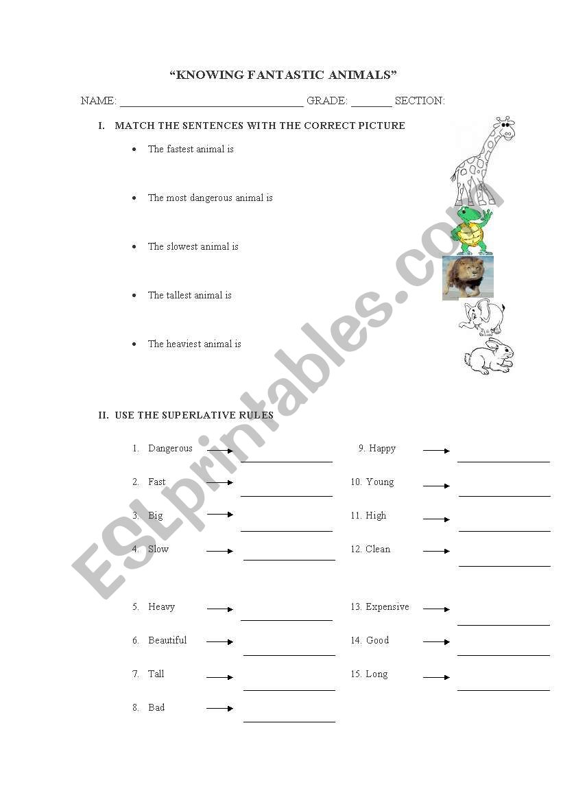 SUPERLATIVE worksheet