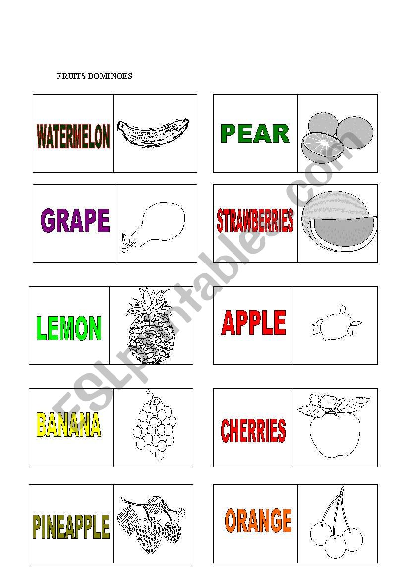 fruit dominoes worksheet
