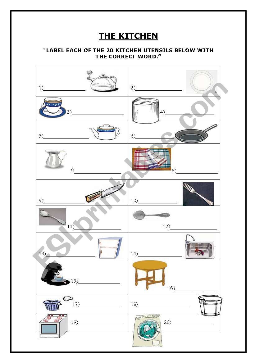 THE KITCHEN worksheet