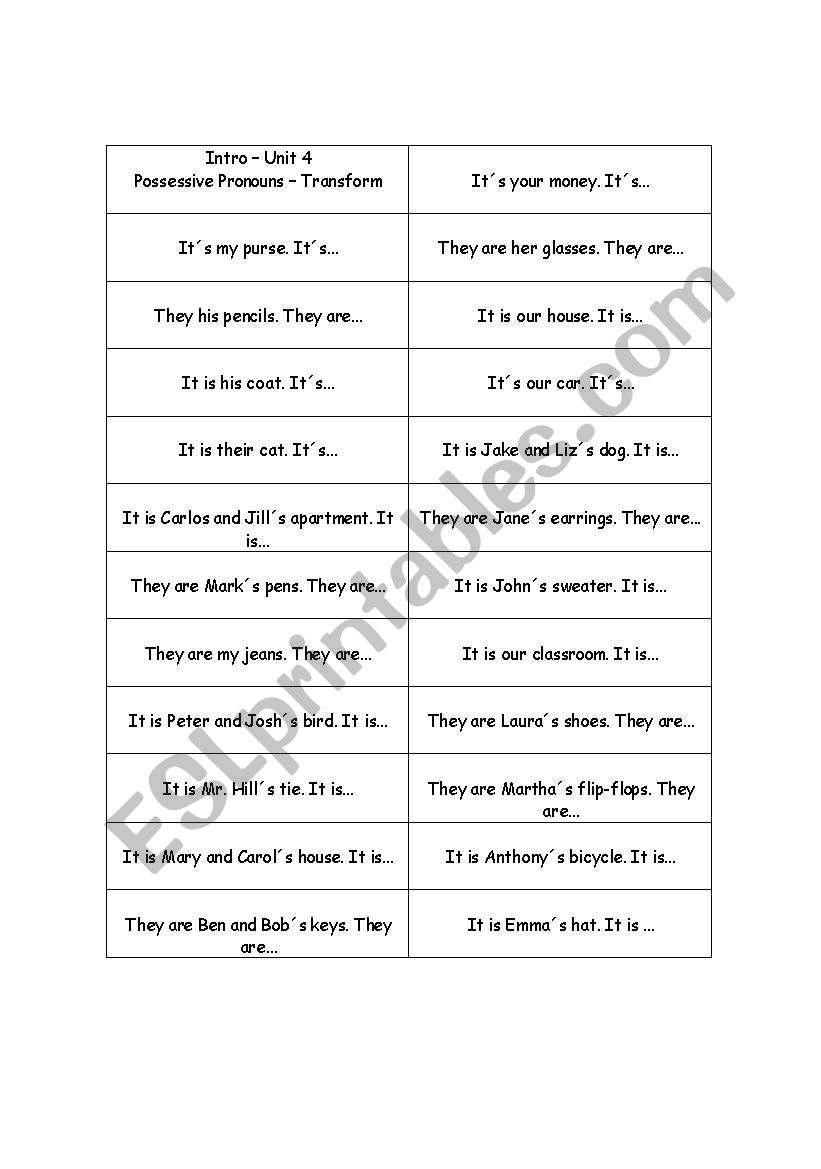 SLIPS INTRO A UNIT 4 worksheet